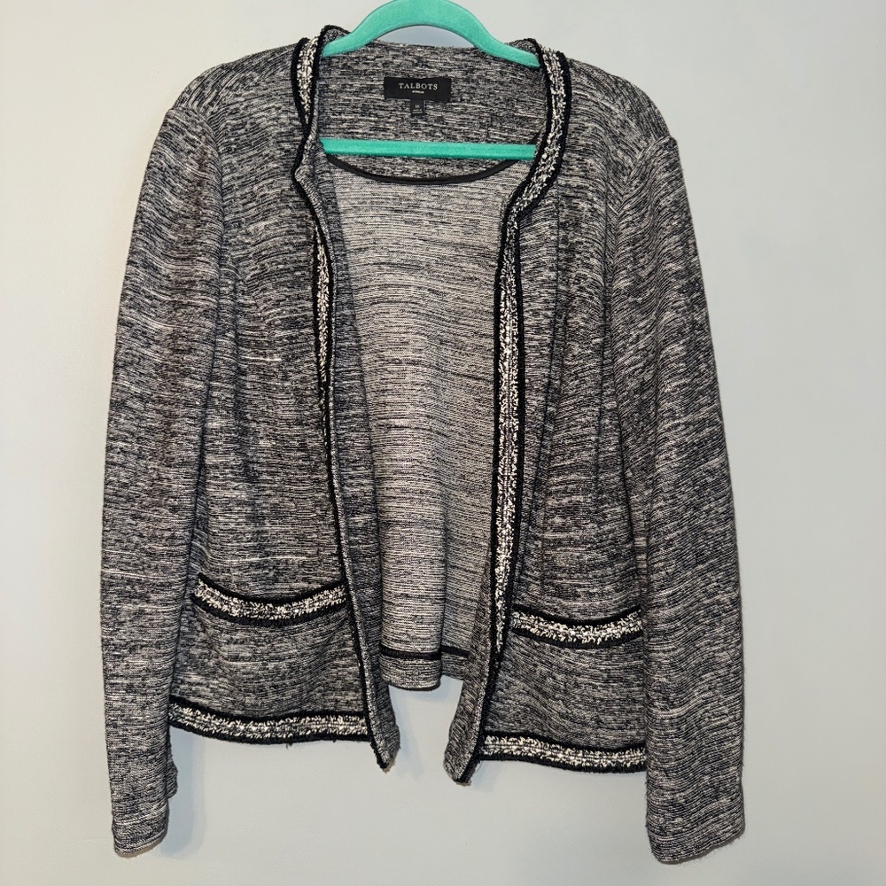 EUC Talbots Structured French Terry Open Front Knit Blazer Cardigan Size 1X